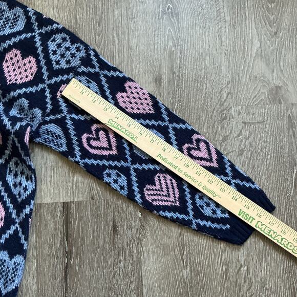 Vintage Separate Issue Women’s Heart Sweater Blue Pink Knit USA‎ Medium 80s 90s - Picture 5 of 11